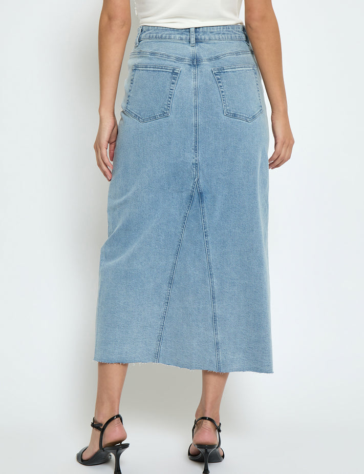 Minus MSVesila Maxi Denim Nederdel Nederdele Lyseblå