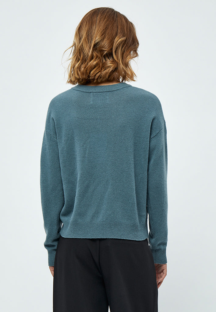 Minus Majsa V-hals Strik Pullover Pullover 1043 Citadel Blue