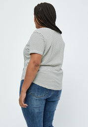Peppercorn Majse Stribet T-shirt Curve T-Shirt 0011S Gardenia Stripe