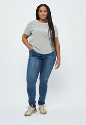 Peppercorn Majse Stribet T-shirt Curve T-Shirt 0011S Gardenia Stripe
