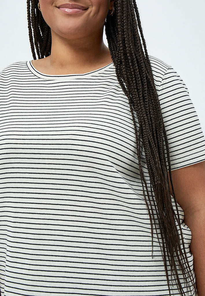 Peppercorn Majse Stribet T-shirt Curve T-Shirt 0011S Gardenia Stripe