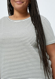 Peppercorn Majse Stribet T-shirt Curve T-Shirt 0011S Gardenia Stripe