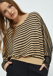 Peppercorn Mathilda Ballonærme Pullover Pullover 9000S Black Stripe