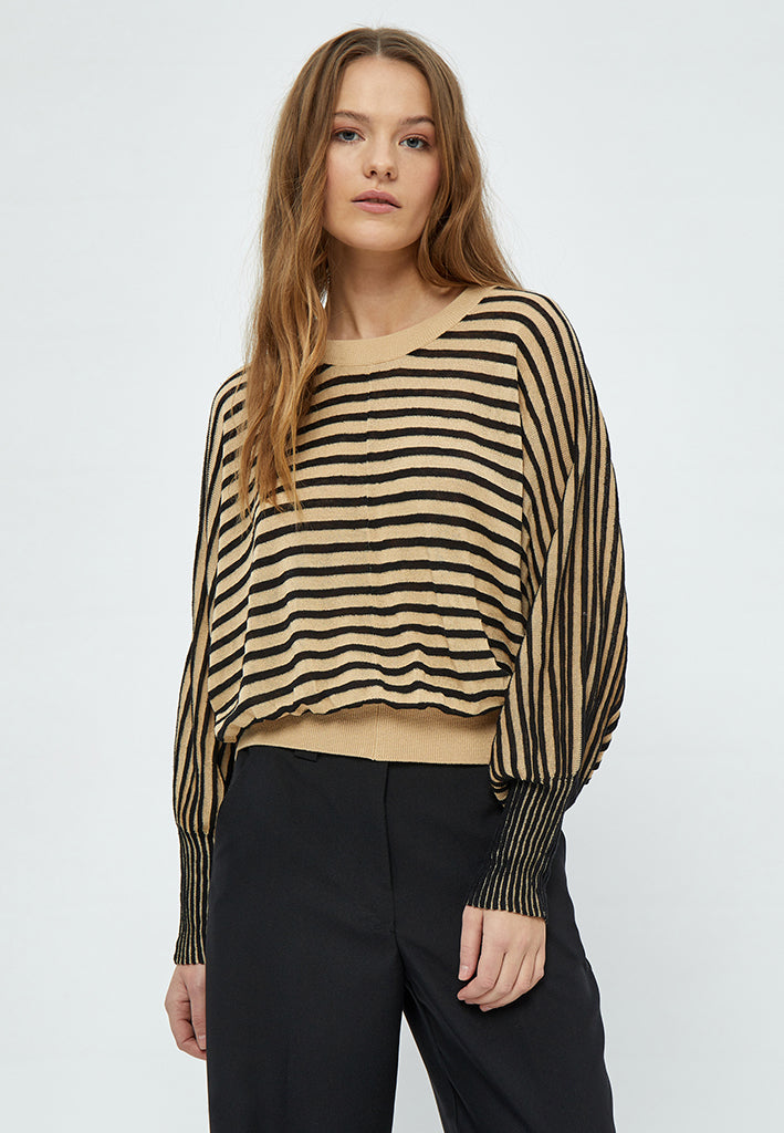 Peppercorn Mathilda Ballonærme Pullover Pullover 9000S Black Stripe