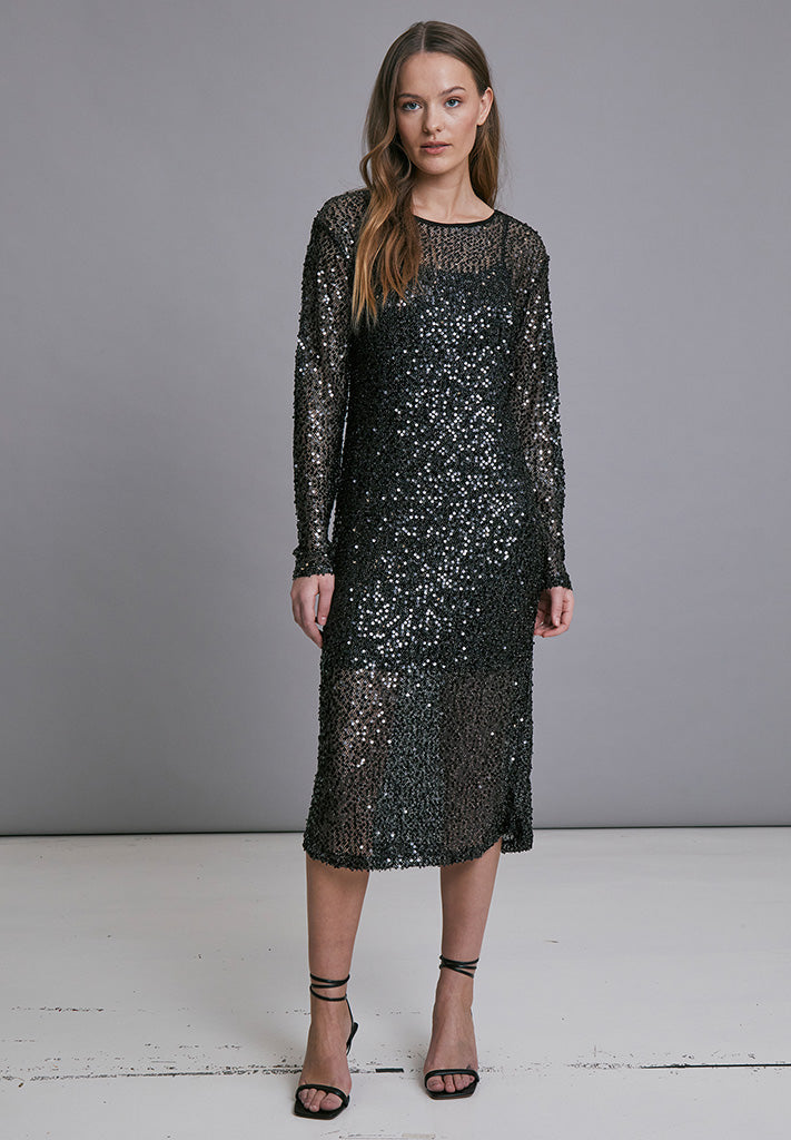 Minus Mera Glitter Midi Dress Kjoler Sort