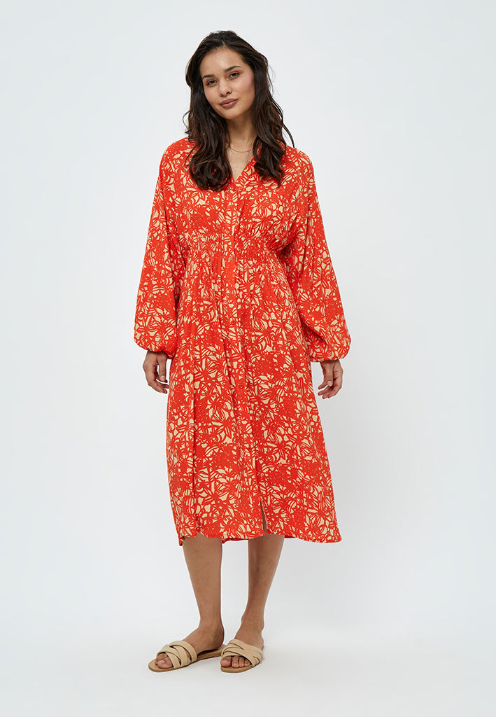 Peppercorn Millie Midi Kjole Kjoler 6722P Intense Orange Print