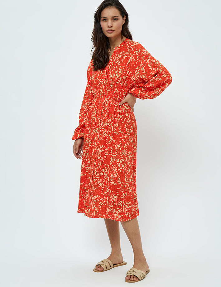 Peppercorn Millie Midi Kjole Kjoler 6722P Intense Orange Print