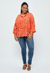 Peppercorn Millie Skjorte Curve Skjorter 6722P Intense Orange Print