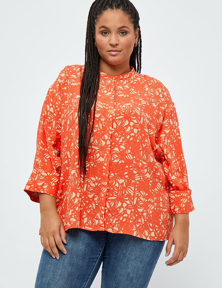 Peppercorn Millie Skjorte Curve Skjorter 6722P Intense Orange Print