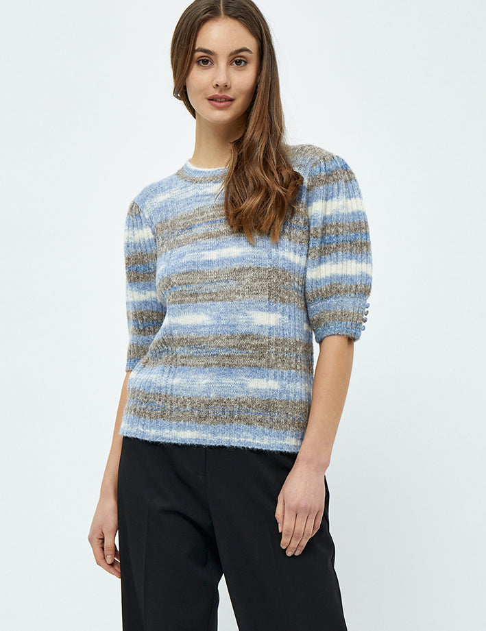 Minus Misja Strik Tee T-Shirt 5024S Royal Blue Stripe