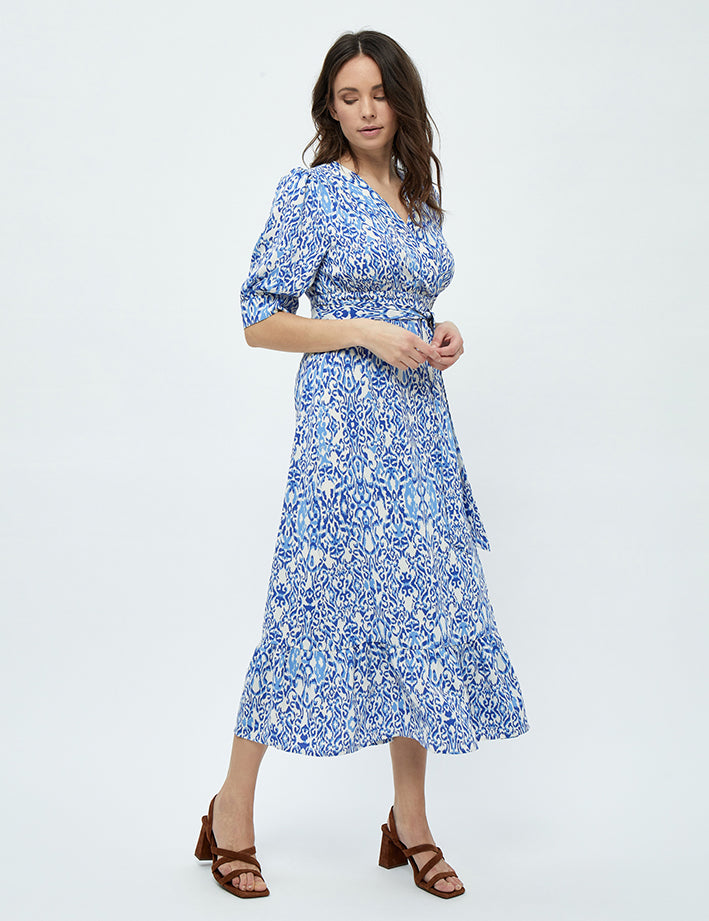 Peppercorn Nicoline Kjole Kjoler 2993P Marina Blue Print