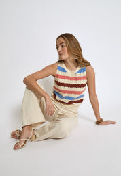 Peppercorn PCAida Top Toppe 1025S Skyblue Stripe