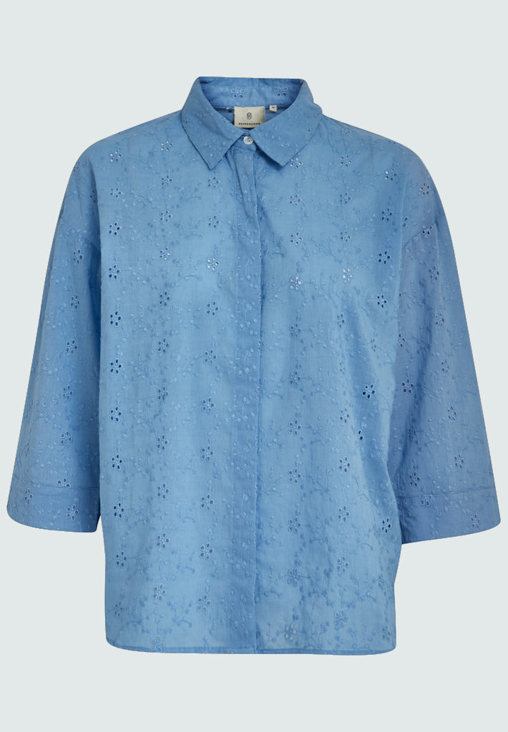 Peppercorn PCAlexa 3/4 Sleeve Shirt Skjorter 1025 Skyblue