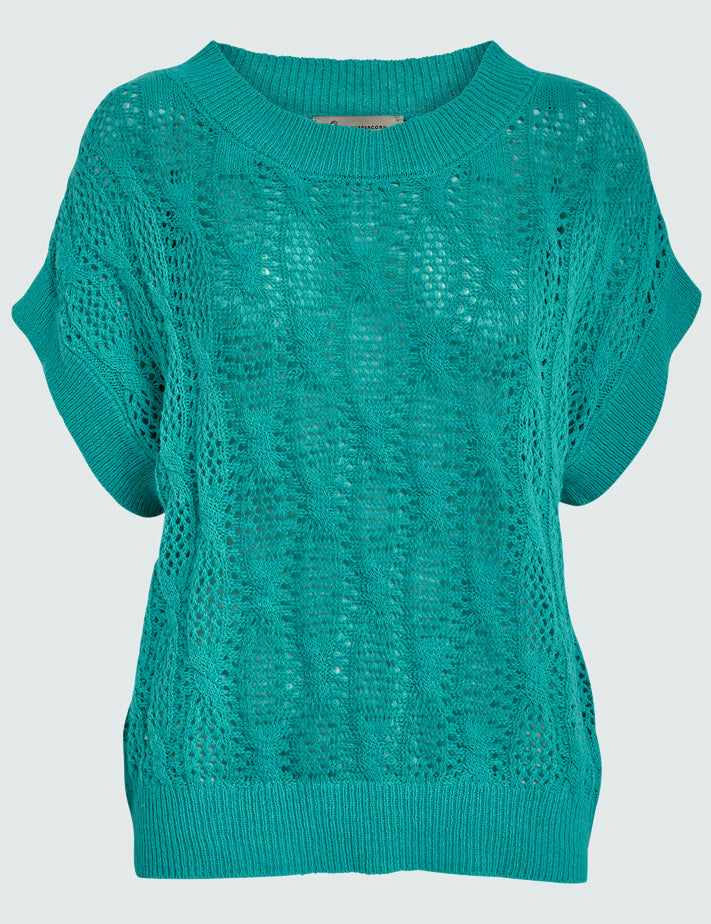 Peppercorn PCAngelica Ajour Knit Top Toppe 3177 Viridian Green