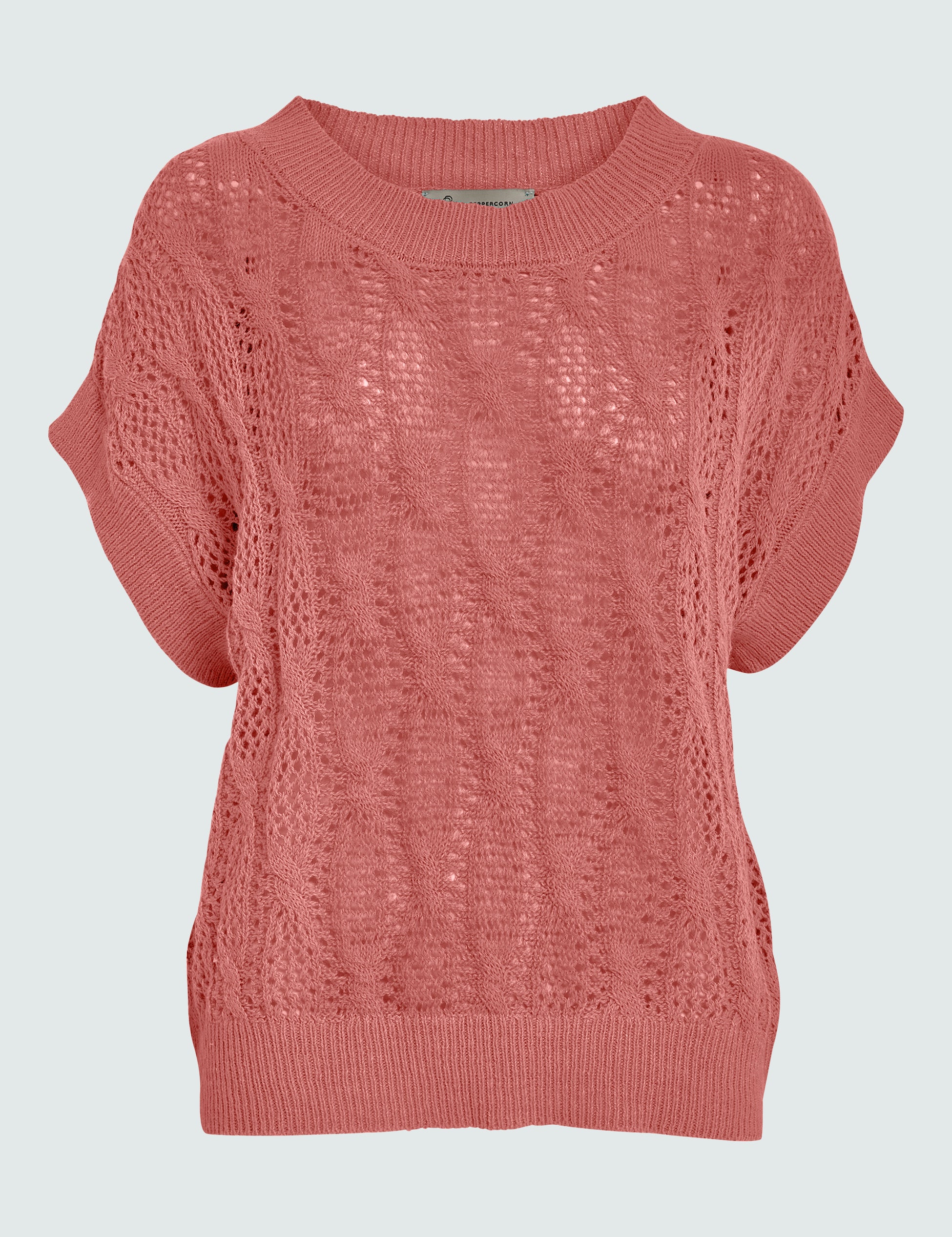 Peppercorn PCAngelica Ajour Knit Top Toppe 4024 Burnt Coral
