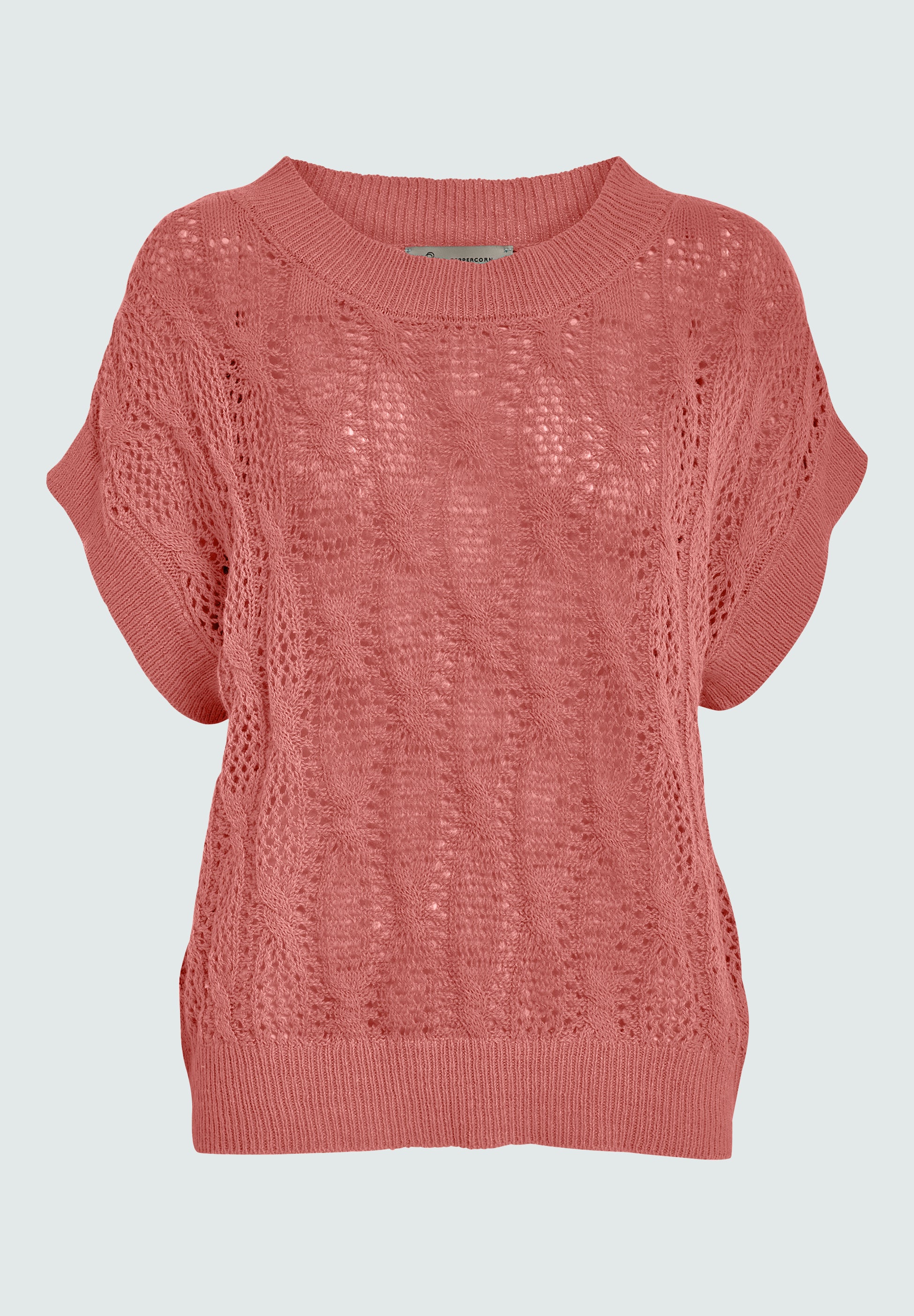 Peppercorn PCAngelica Ajour Knit Top Toppe 4024 Burnt Coral