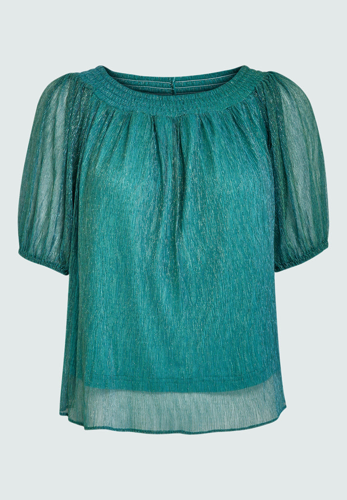 Peppercorn PCAriel Shoulder Blouse Bluser 3177 Viridian Green