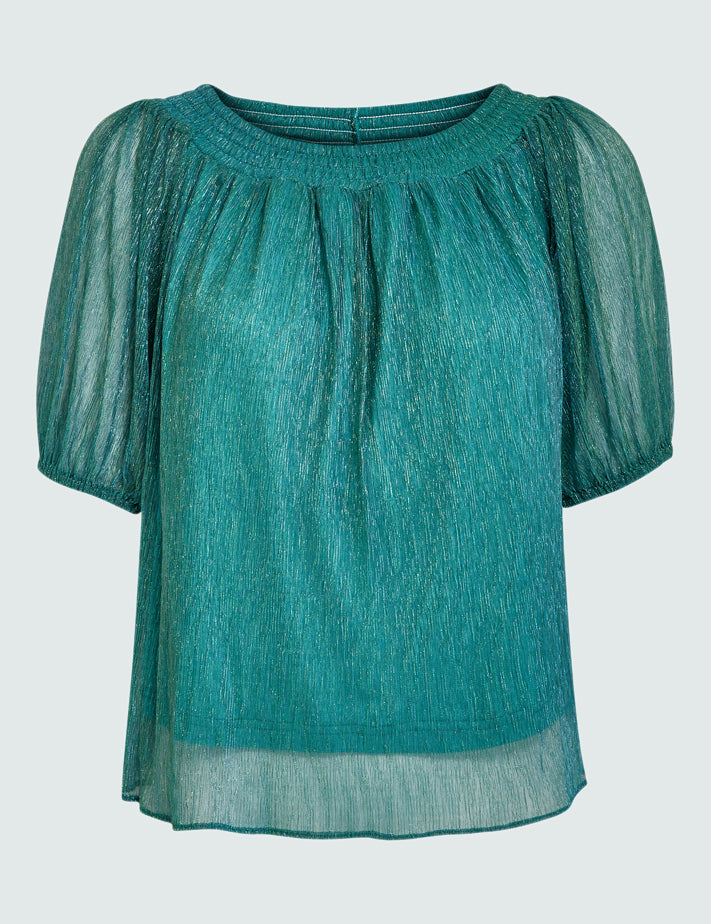 Peppercorn PCAriel Shoulder Blouse Bluser 3177 Viridian Green