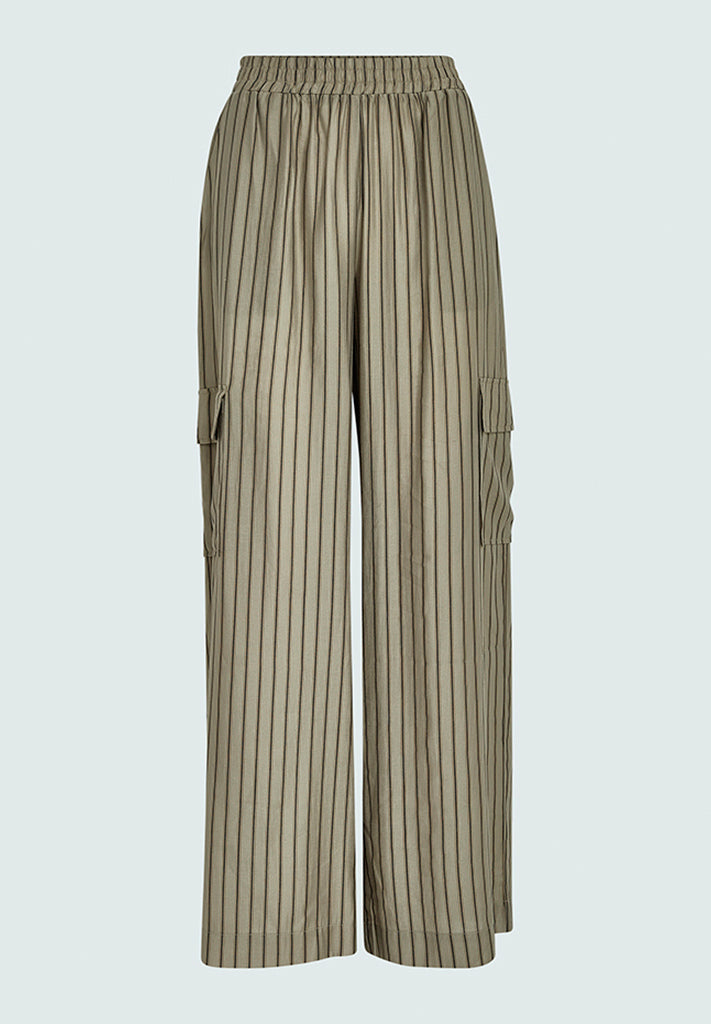 Peppercorn PCAthen Striped Pant Bukser 4073S Kelp Sand Stripe