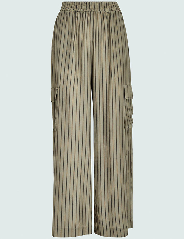Peppercorn PCAthen Striped Pant Bukser 4073S Kelp Sand Stripe