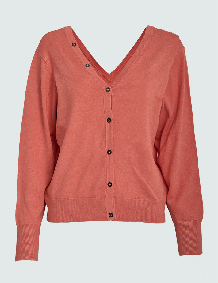 Peppercorn PCBandy V-Neck cardigan Cardigans 4173 Warm Coral