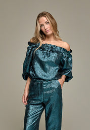 Peppercorn PCBerit Bluse Bluser 1521MET Smoke Blue Metalic