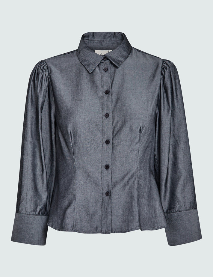 4 Sleeve Shirt Skjorter 9000M Black Melange