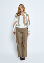 Peppercorn PCCaitlyn GRS Round Neck Knit Pullover Pullover 6012J Kangaroo Brown Jacquard