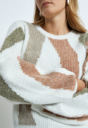 Peppercorn PCCaitlyn GRS Round Neck Knit Pullover Pullover 6012J Kangaroo Brown Jacquard