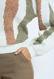 Peppercorn PCCaitlyn GRS Round Neck Knit Pullover Pullover 6012J Kangaroo Brown Jacquard