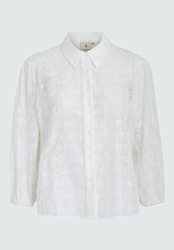 Peppercorn PCCaro 3/4 Sleeve Shirt Skjorter 0011 Gardenia
