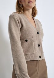 Peppercorn PCCeleste GRS V-neck Knit Cardigan Cardigans 346 Fungi Melange