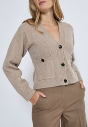 Peppercorn PCCeleste GRS V-neck Knit Cardigan Cardigans 346 Fungi Melange