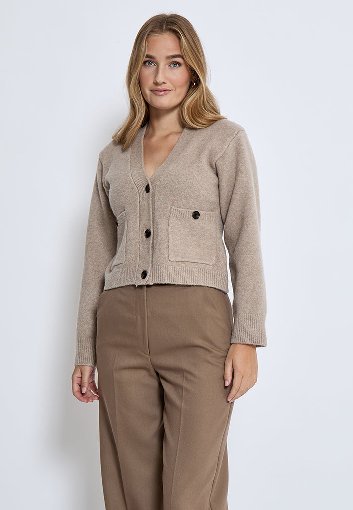 Peppercorn PCCeleste GRS V-neck Knit Cardigan Cardigans 346 Fungi Melange