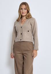 Peppercorn PCCeleste GRS V-neck Knit Cardigan Cardigans 346 Fungi Melange