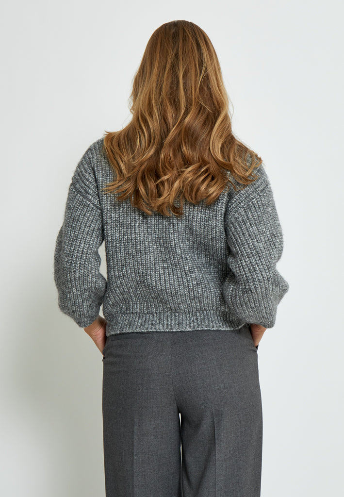 Peppercorn PCCori 3/4 Sleeve Knit Pullover Pullover 113M Grey Melange