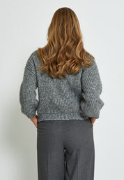 Peppercorn PCCori 3/4 Sleeve Knit Pullover Pullover 113M Grey Melange