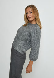 Peppercorn PCCori 3/4 Sleeve Knit Pullover Pullover 113M Grey Melange