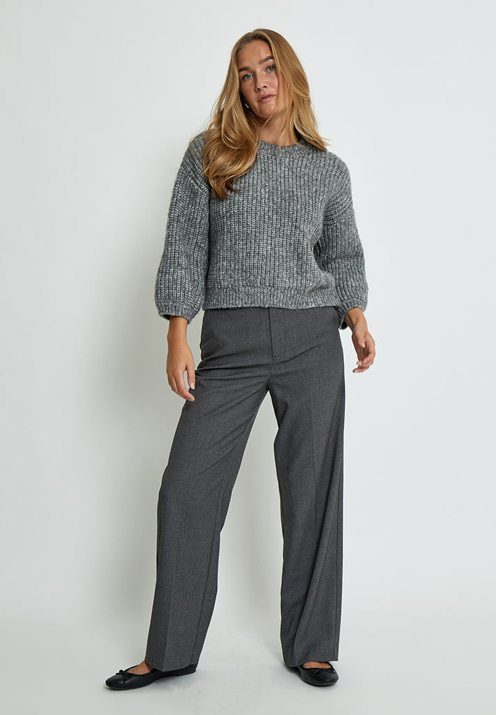 Peppercorn PCCori 3/4 Sleeve Knit Pullover Pullover 113M Grey Melange
