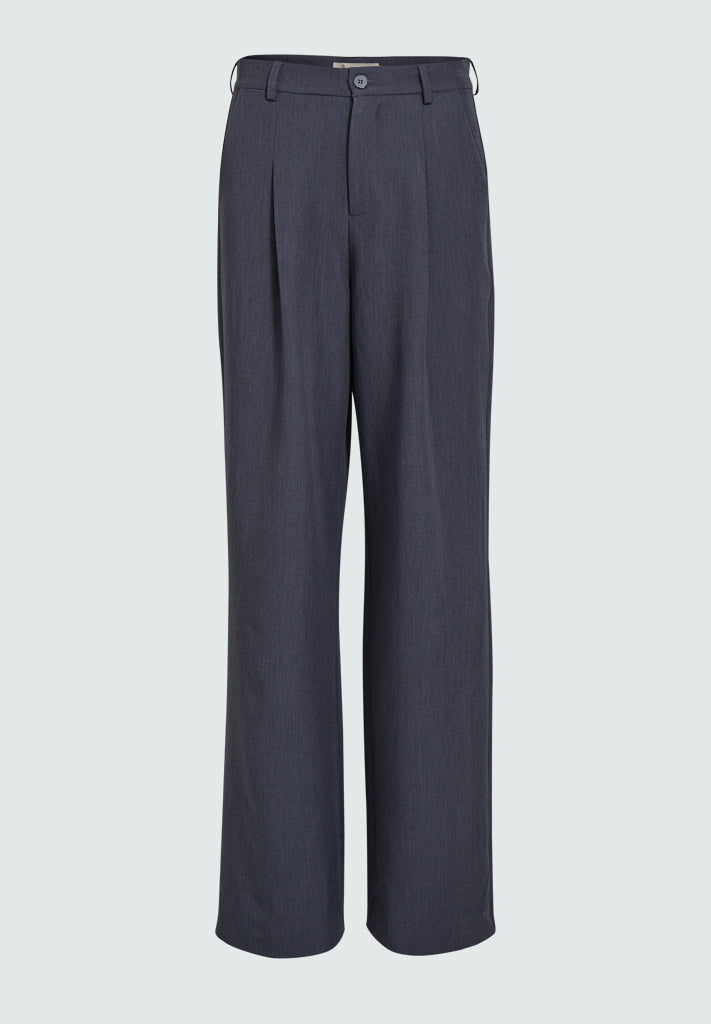 Peppercorn PCDarla Mid Waisted Wide Leg Pant Bukser 127M Dark Grey Melange