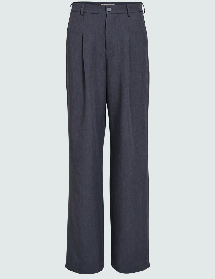 Peppercorn PCDarla Mid Waisted Wide Leg Pant Bukser 127M Dark Grey Melange