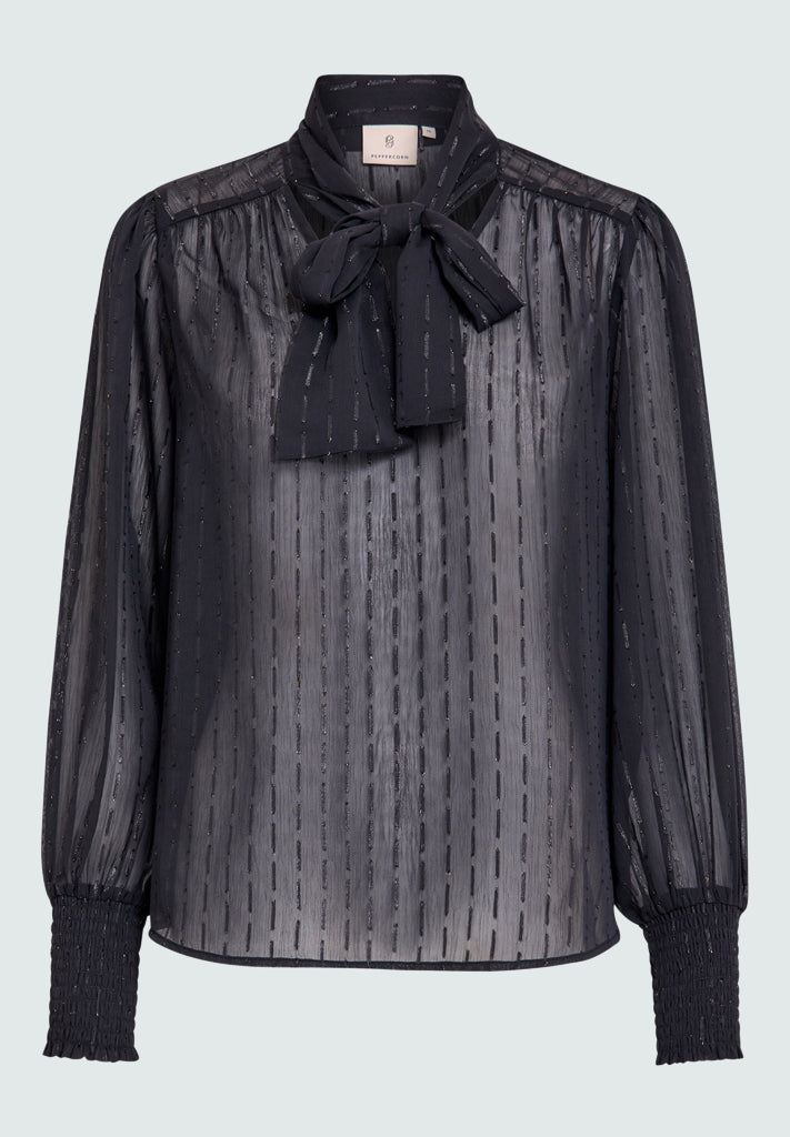 Peppercorn PCDebora Bow Blouse Bluser Sort