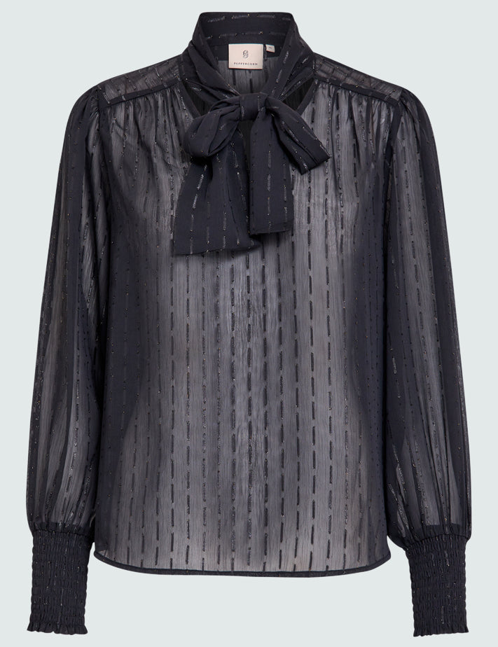 Peppercorn PCDebora Bow Blouse Bluser Sort