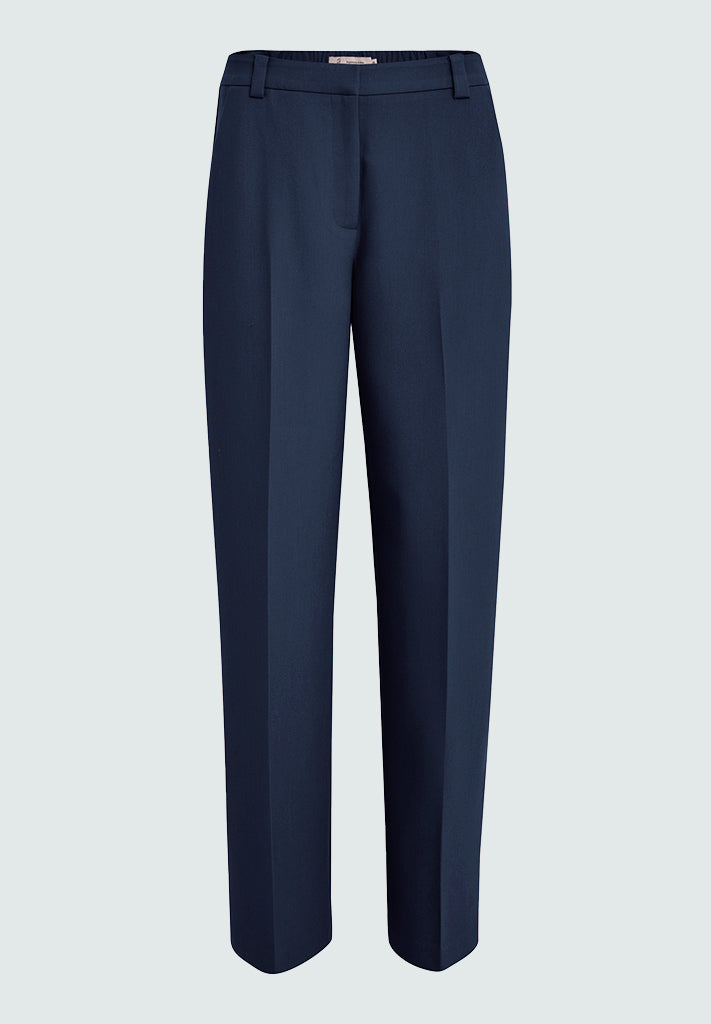Peppercorn PCDelia Mid Waisted Straight Pant Bukser 1380 NAVY PEONY