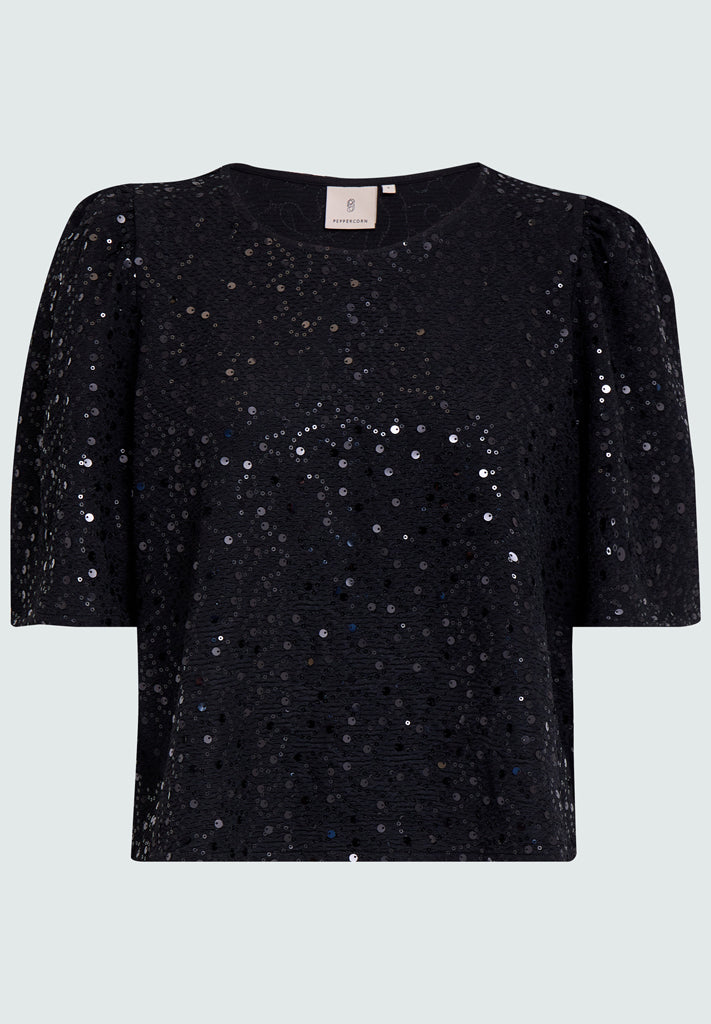 Peppercorn PCDorey Sequin Top Toppe Sort