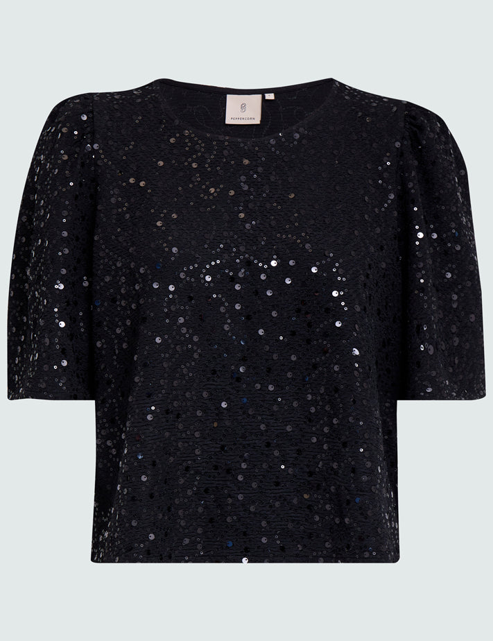 Peppercorn PCDorey Sequin Top Toppe Sort