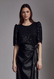 Peppercorn PCDorey Sequin Top Toppe Sort