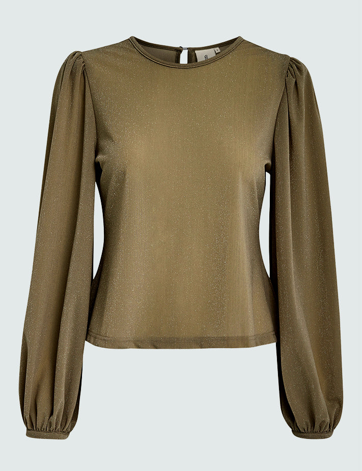 Peppercorn PCEbba Puff Sleeve Top Toppe 5998MET Canteen Metalic