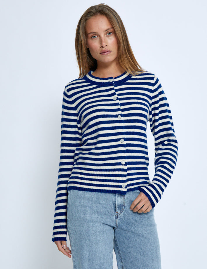 Peppercorn PCFabienne Short Cardigan Cardigans 1380S Navy Peony Stripe