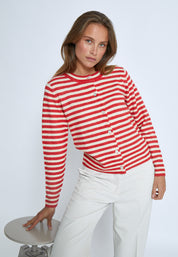 Peppercorn PCFabienne Short Cardigan Cardigans 4071 Grenadine Stripe